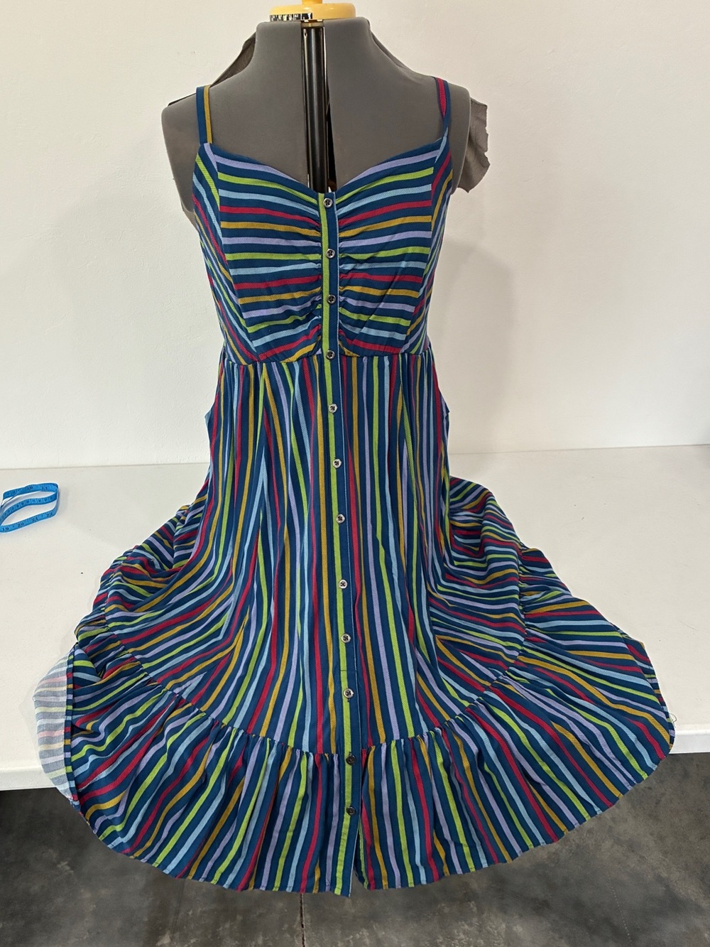 Torrid Multicolor Stripe Button- Front Dress with Pockets Size 1X